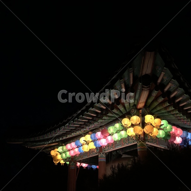 절,사찰,연등,조명,불교,밤,buddhisttemple,temple