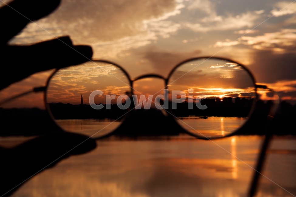 glasses,sunset,Lotte Tower,nightfall,Paldang Dam