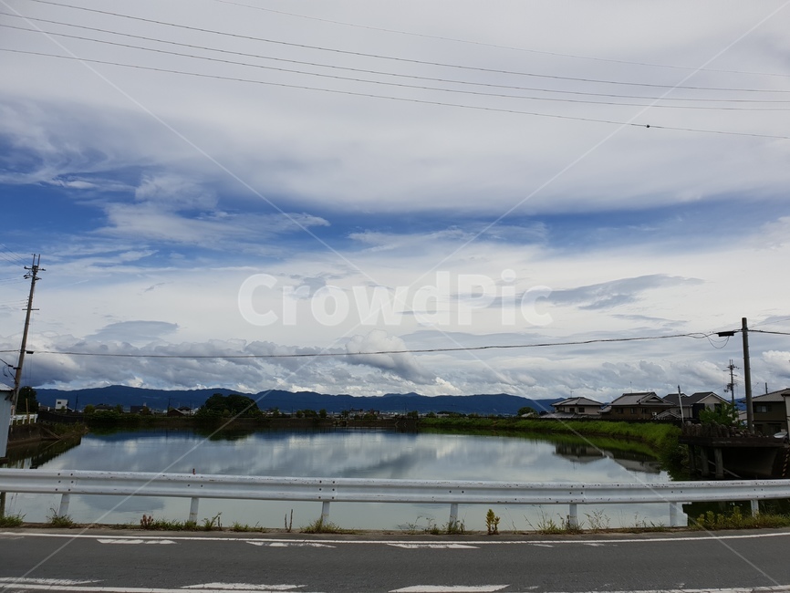 하늘,구름,호수,못,물,일본,거리,풍경,시골,마을,풍경,landscape,country,rural,town,해외,외국,세계,foreign,oversea,world