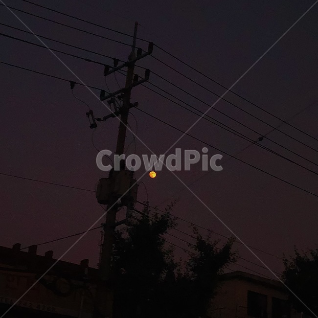 밤하늘,달,보름달,전봇대,moon