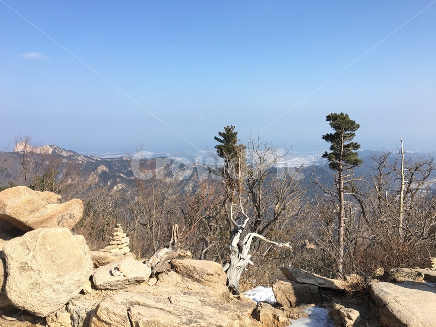 설악산,겨울,정상,산,바위