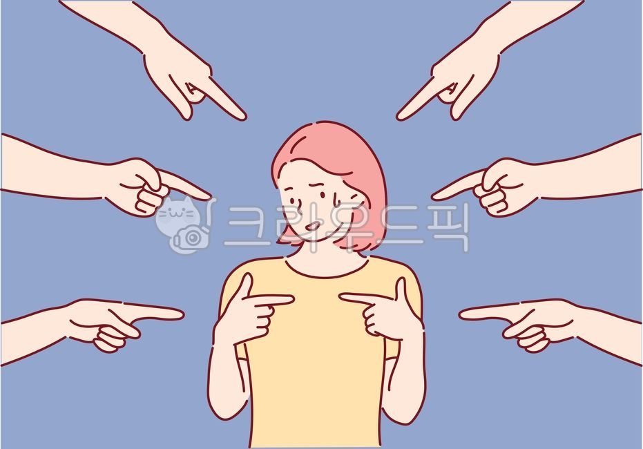 비난,손가락질,고소,사람들,여성,여자,손가락,책임,죄책감,수치심,사회적,혐오감,성찰,고발,외로움,슬픔,우울,일러스트,애니메이션,카툰,캐릭터,불명예,공개,사람,벡터,adult,around,ashamed,audience,blame,blaming,cartoon,character,condemnation,convict,convicted,depressed,disgrace,enemy,female,finger,girl,guilt,guilty,hand,illustration,indexfinger,indictment,people,person,pointing,reprobation,shame,social,society,surrounded,vector,victim,woman