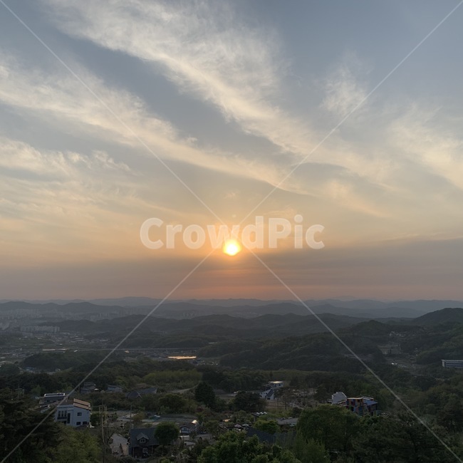강원도,노을,하늘,구름,경치,산맥,전망,힐링,감동