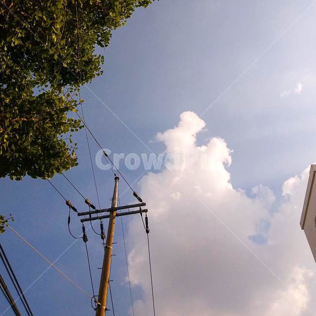 구름,cloud,하늘,sky,전봇대,나무
