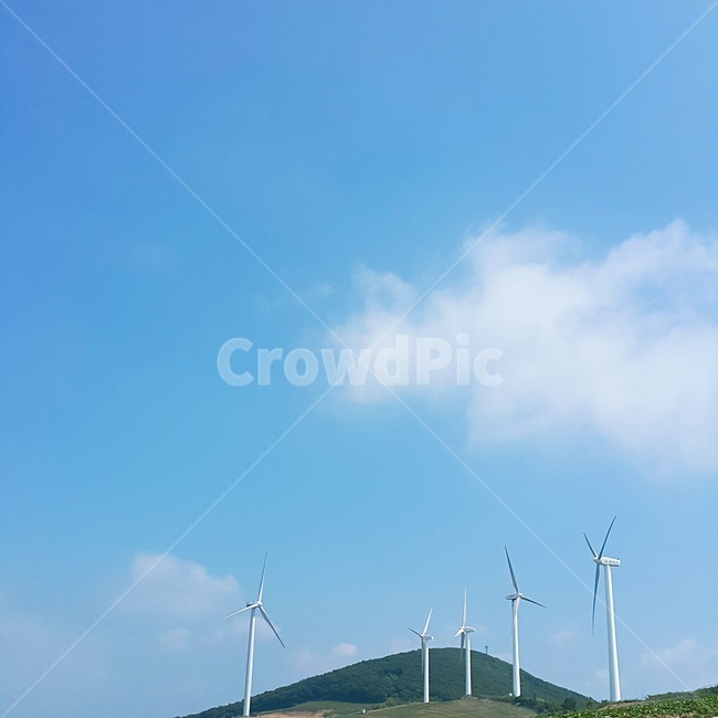산,하늘,자연,풍력발전기,구름
