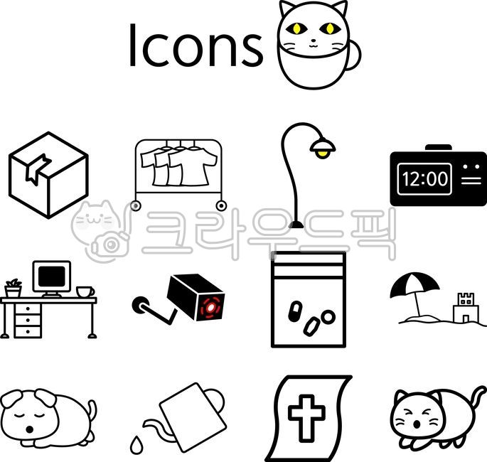 Collection,design,box,hanger,streetlight,clock,desk