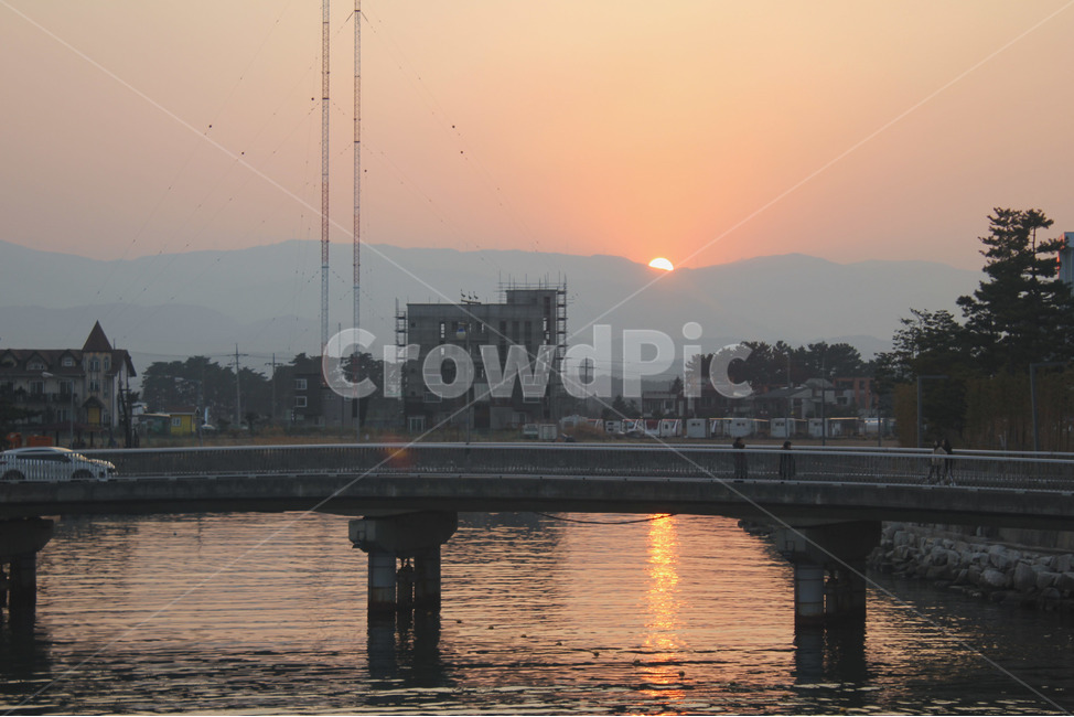 강릉,노을,다리,강,bridge,도시,풍경,city,landscape,water,물,waterfront,워터 프론트,port,포트,pier,교각