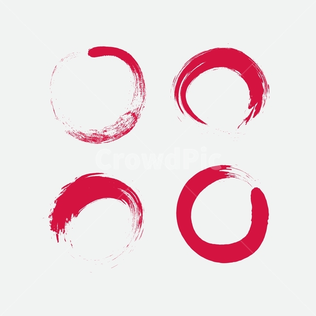 잉크,물감,원,동그라미,벡터,일러스트,디자인소스,동양,붓,붉은색,빨간색,먹