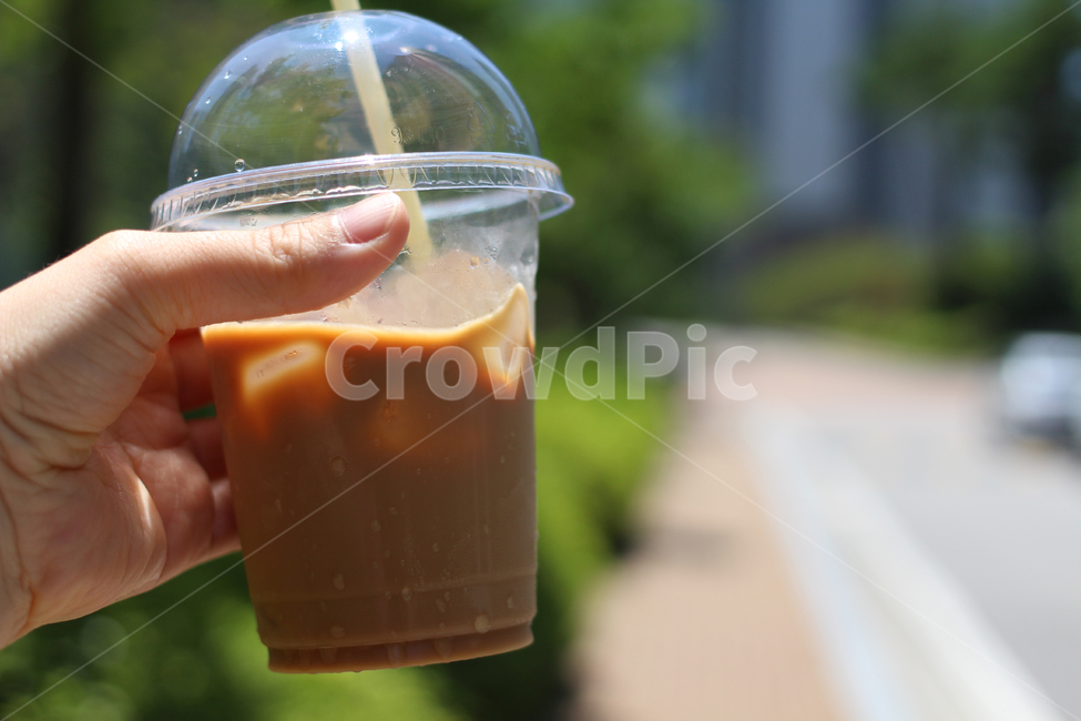 커피,아이스커피,산책,공원,얼음