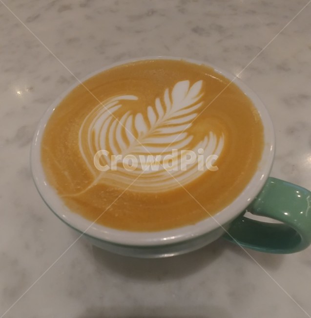 커피,카페라떼,라떼아트,로제타,나뭇잎