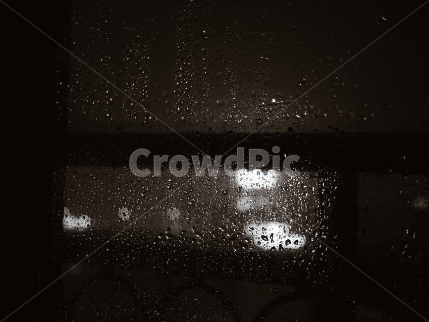 흑백사진,빗방울,rain,밤,night,불빛