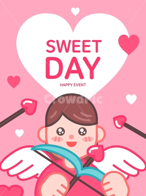 큐피트,화살,날개,하트,사랑,이벤트,팝업,캐릭터,데이,기념일,축하,anniversary,congratulation,celebrate,celebration,그래픽,일러스트레이션,graphic,illustration