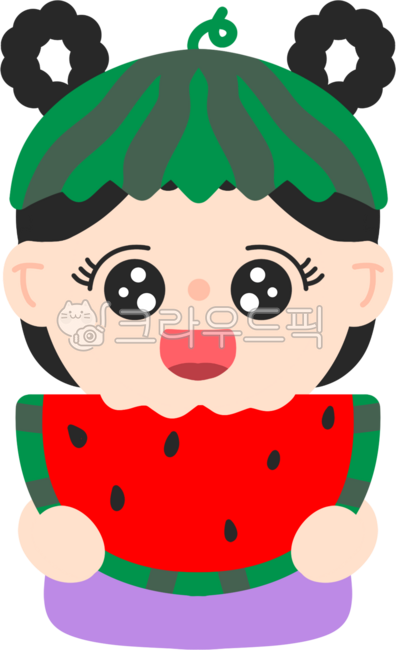 여름캐릭터,수박캐릭터,여름,수박,수박먹는아이