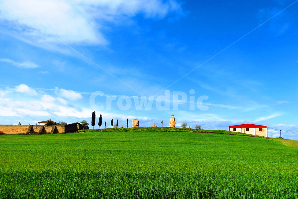 하늘,잔디,집,푸르름,자연,여행,풍경,자연,풍경,nature,landscape,outdoors,옥외,grass,plant,식물,field,들