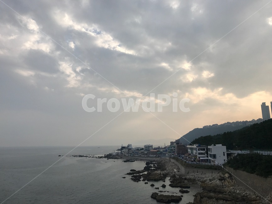 nature,자연,outdoors,옥외,ocean,대양,sea,바다,water,물,shoreline,해안선,부산,노을