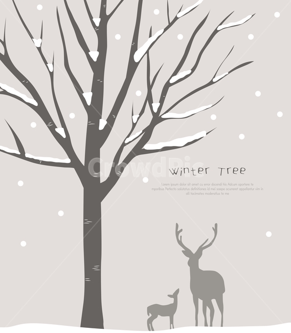 deer,snow,plant,tree,animal,winter,branches