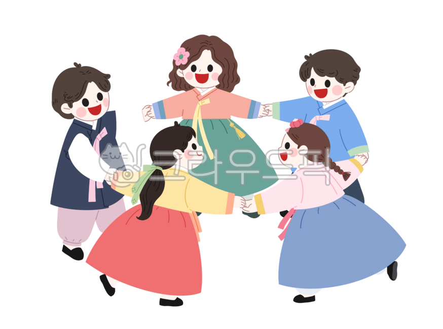 강강술래,강강수월래,추석,놀이,어린이,한복,일러스트,추석이미지,명절,귀여운,친구들