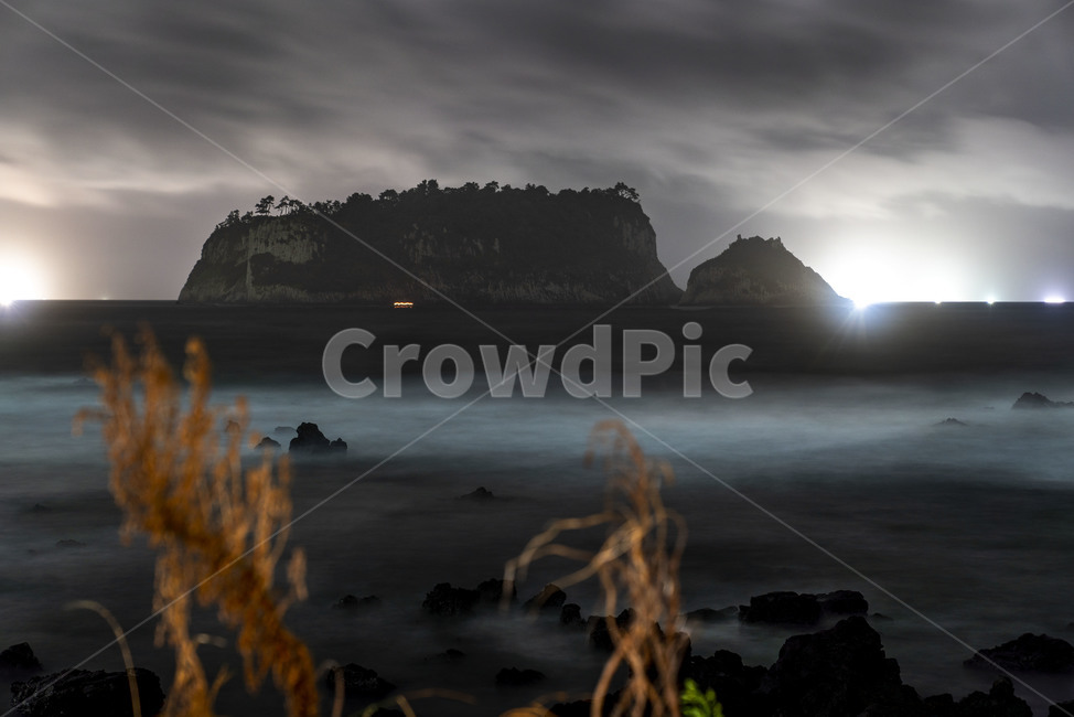 제주도,범섬,서귀포,바다,자연,야간촬영,장노출,nature,landscape,구름,지평선,플레어,light,flare