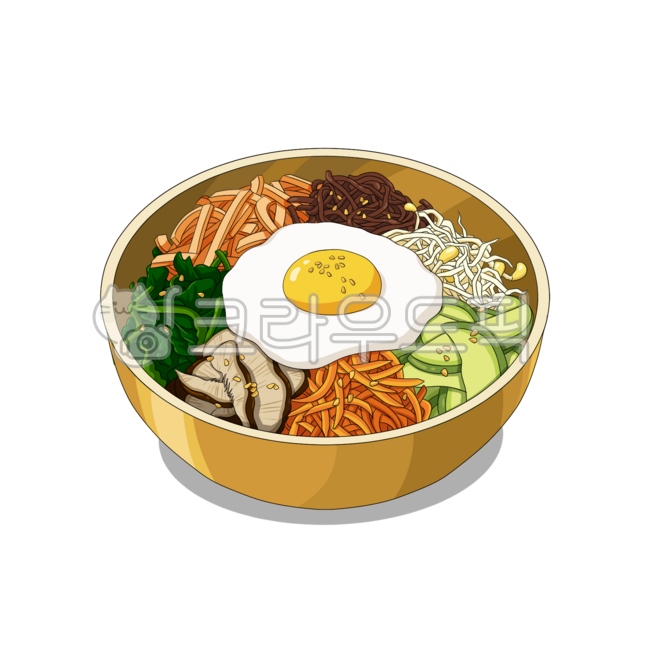 비빔밥,한국,음식,일러스트,그림,한국요리,메뉴판,요리,야채,계란,전통음식,밥