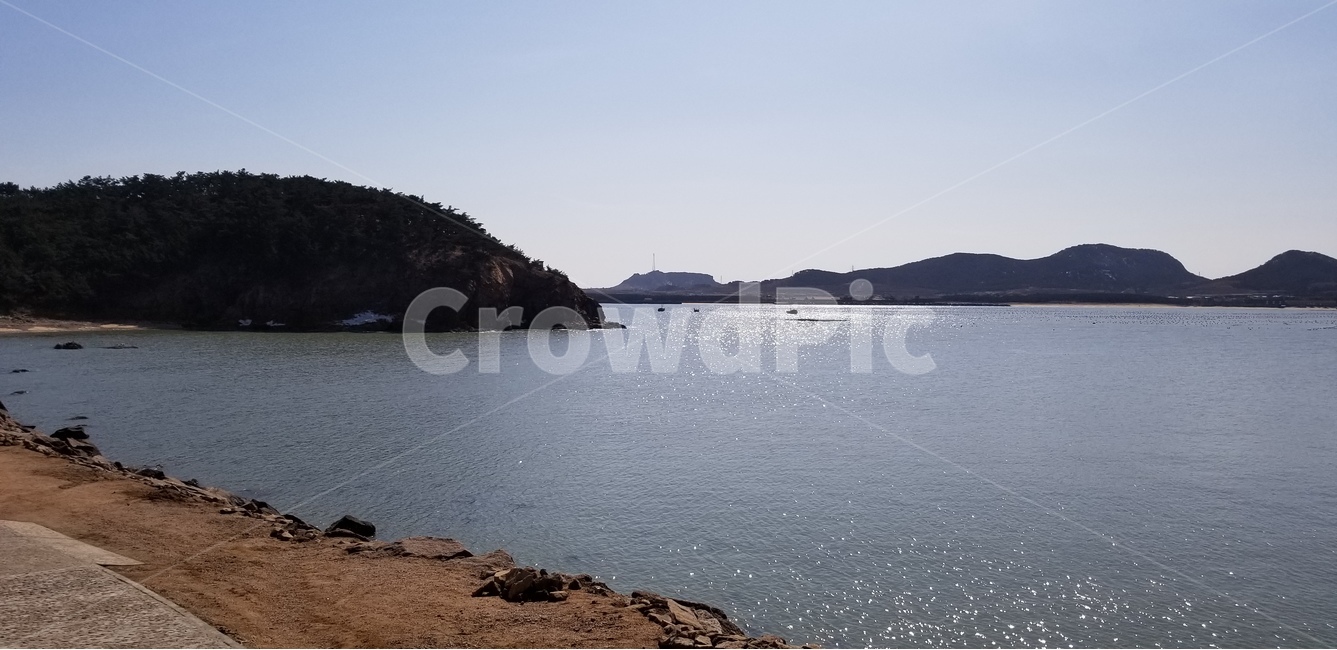 중국, 위해, 영성, 마천령, 잔잔한바다, 사진,이미지,일러스트,캘리그라피 - 흰바위작가