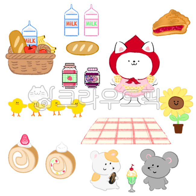 Decorating a diary,lunch,lunch box illustration,Good Note,picnic basket,Cute illustrations,Picnic illustration,sticker illustration,Polkku Sticker,Decoration sauce,Chick illustration,Hamster illustration,Polkku,hand drawing,Expression of emotion,picnic,ch