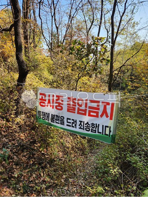 공사중,출입금지,표지판,안내판,banner,배너,산,mountain,숲,forest,나무,tree,등산,산행,가을산,등산로,낙엽