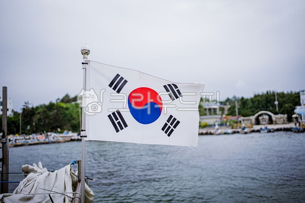 태극기,한국,바다,국기,교통수단,배,보트