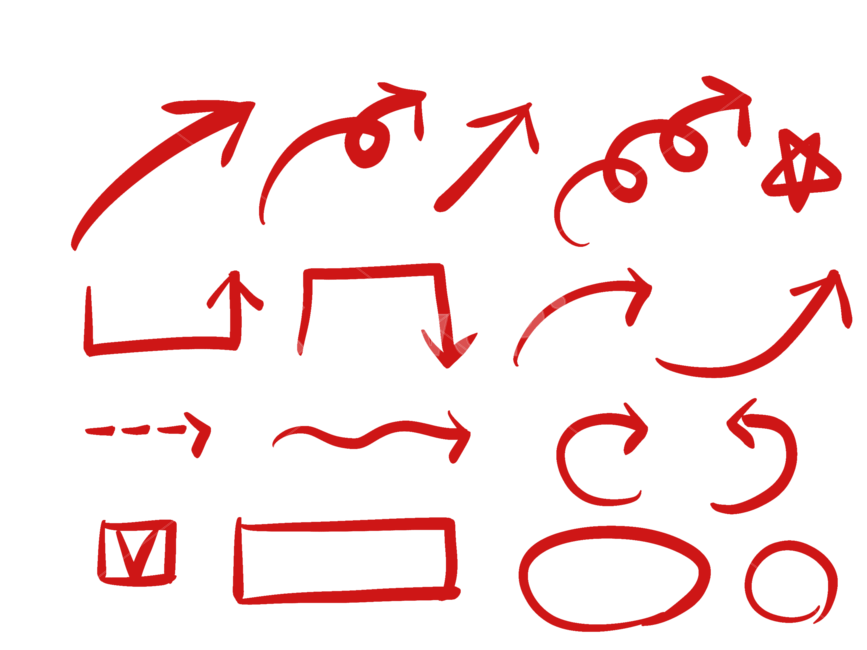손그림,밑줄,화살표,색연필,동그라미