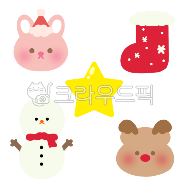 크리스마스,굿노트스티커,성탄절,다꾸스티커,토끼,루돌프,눈사람,어린이집,유치원