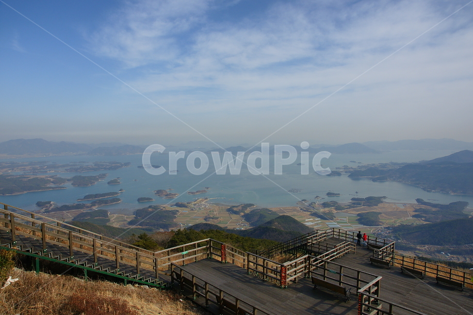금오산,남해,하동,풍경,바다,하늘,산,섬,나무,풀,구름,자연,풍경,nature,landscape,outdoors,옥외,경치,scenery,banister,난간,handrail