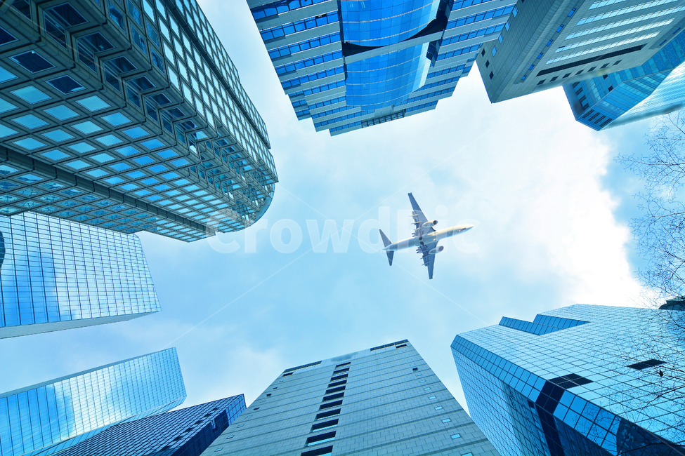 Securities company,office,Exterior,building,high,sash,jet,airliner,landmark,high rise building,traffic,sky,town,work,corporation,downtown,skyscraper,banker,mainstreet,seoul,korea,transit,head office,Office,financier,blue tone,city,enterprise,concept,recta