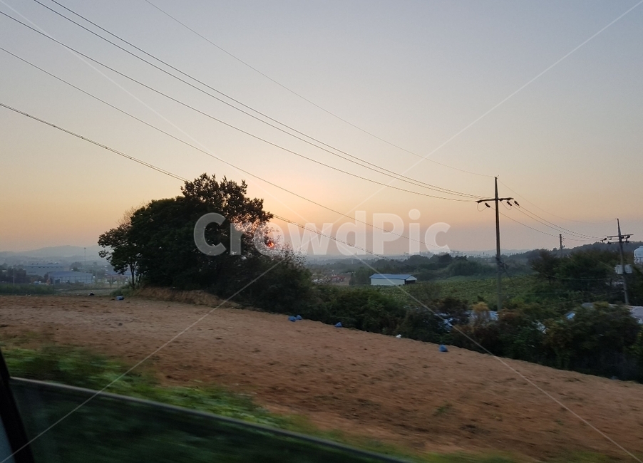 노을,하늘,풍경,나무,가로수,자연,풍경,nature,landscape,cable,케이블,power lines,전력선
