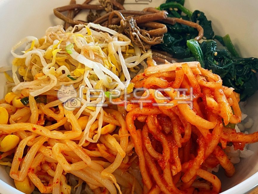 Herbs,spinach,vegetable rice,Bean sprouts,bibimbap,Fivecolored vegetable,Bracken