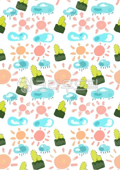 일러스트,배경지,배경,귀여운그림,포장지,랩핑지,선인장,유치원,구름,태양,다꾸,스크랩북킹,표지,illust,sun,backgroundpaper,cactus,cloud,pattern,패턴,scrapbooking,textile,텍스타일,green,blue
