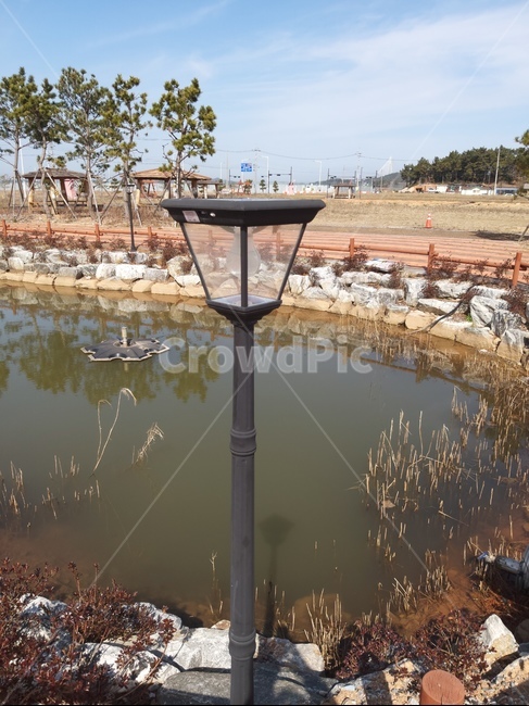 전등,호수,등,전봇대,lake