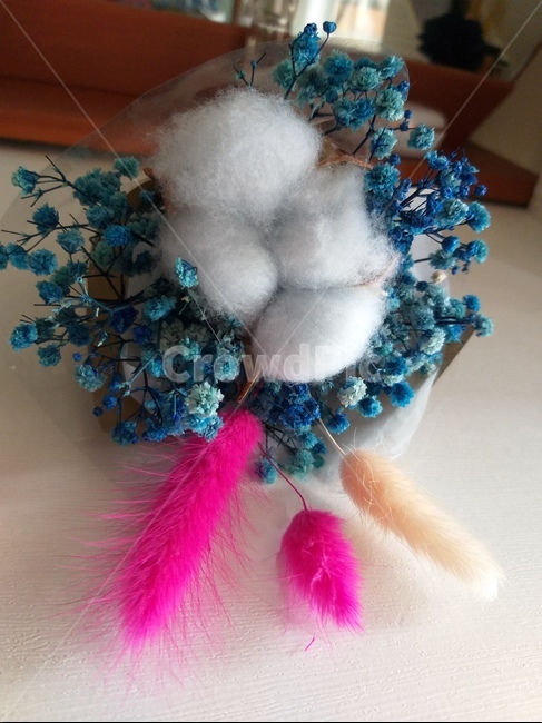 수공예,솜뭉치,조화,soft,부드러움,따뜻함,warm,안개꽃,blue,pink,꽃다발