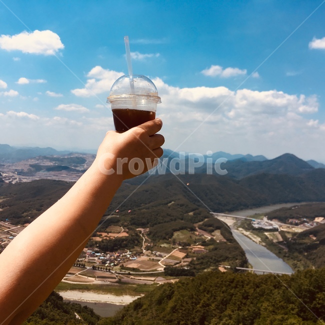 희망,커피,하늘,손,아메리카노,힐링