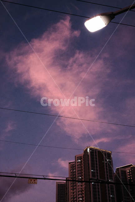 하늘,가로등,아파트,전깃줄,황혼,sky,twilight,cable,streetlamp
