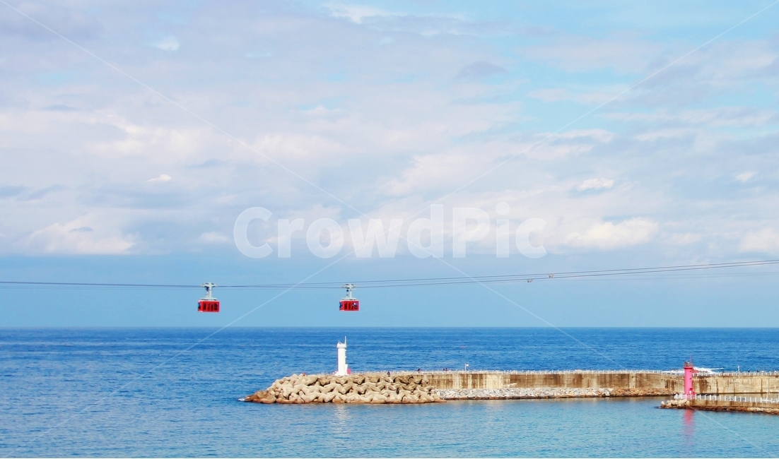 blue sea,ocean,Harbor,cable car,Lighthouse