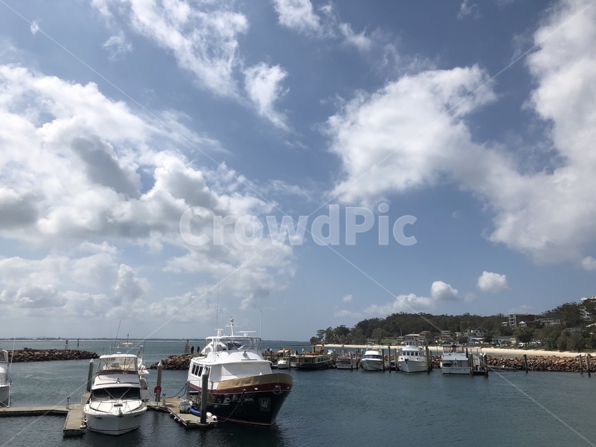 바다,호주,구름,배,water,물,보트,boat