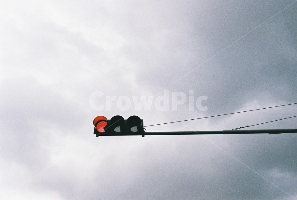 sky,rain,blur,film,cloud,stoppage,vintage,depressed,warning,red light,Traffic Light,Emotion