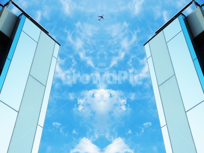 sky,하늘,푸른하늘,nature,자연,outdoors,옥외,비즈니스,business,비행기,aircraft,구름,빌딩,사업,blue,건축물,건물외관,exterior,building,structure,architecture,construction