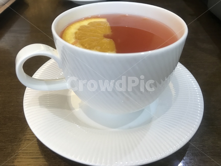 커피잔,찻잔,자몽차,잔,자몽,오렌지색