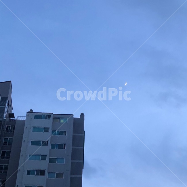 하늘,파랑,달,저녁,집,부산