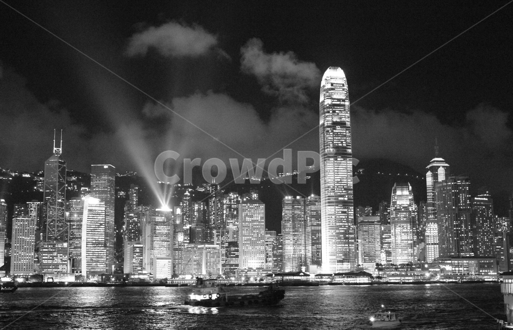 야경,레이저쇼,홍콩,고층건물,나이트뷰,홍콩야경,야경,밤,풍경,nightscape,night,landscape,도시,city,흑백,모노톤,monochrome,black and white