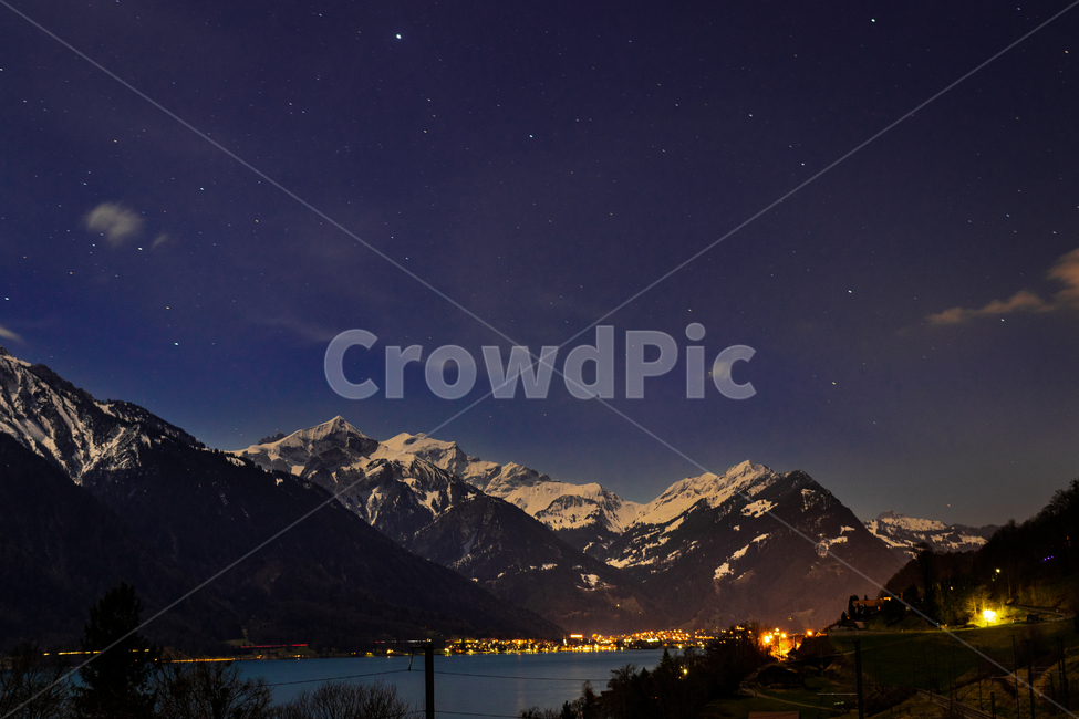 별,풍경,야경,만년설,스위스,인터라켄,밤하늘,산,호수,야경,밤,풍경,nightscape,night,landscape
