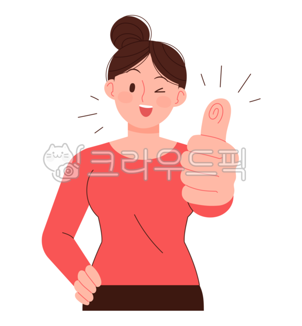 따봉, 엄지손가락, 캐릭터, 사람, 일러스트, 사진,이미지,일러스트,캘리그라피 - woocat작가