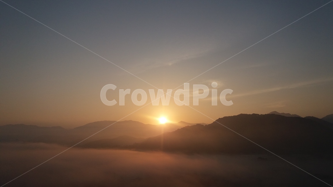 일출,해뜰때,해,자연,풍경,안개,산