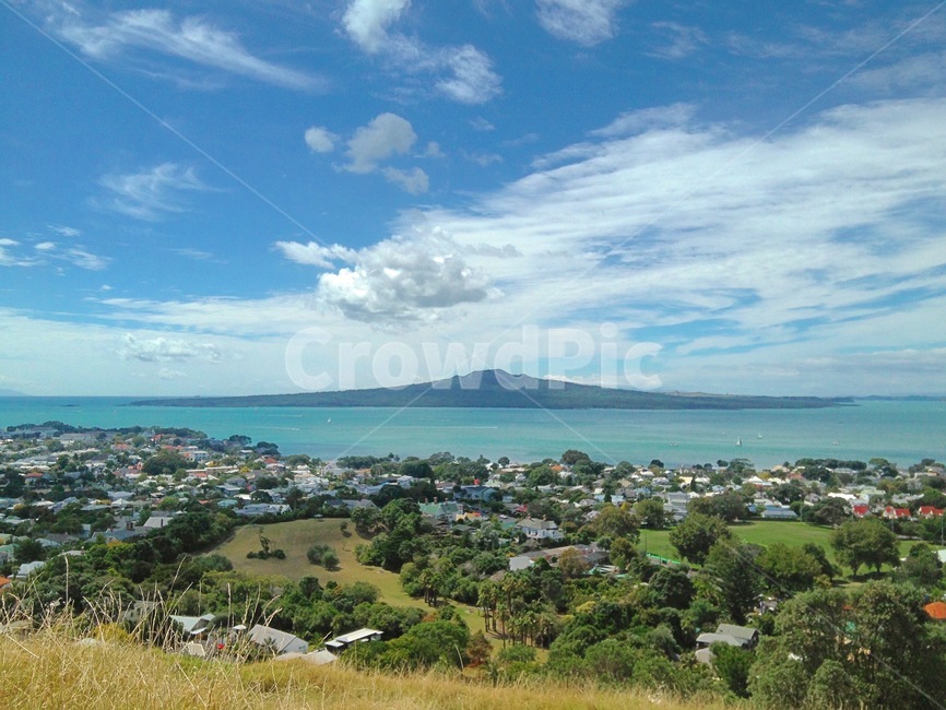 오클랜드,뉴질랜드,섬,바다,마을,언덕,평화,하늘,구름,자연,newzealand,auckland,devonport,rangitotoisland,island,town,hill,landscape,sky,ocean,bluewater,sea,beach,park,village,local,land,해안선,풍경,경치,scenery,coast