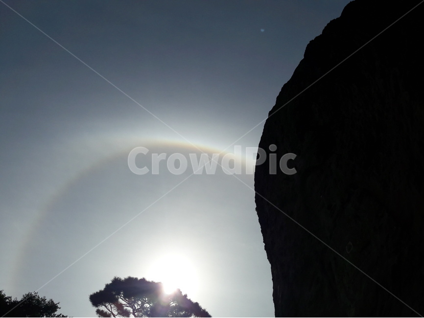 무지개,낙조,태양,소나무,산사,자연,풍경,nature,landscape,light,빛,flare,플레어,outdoors,옥외